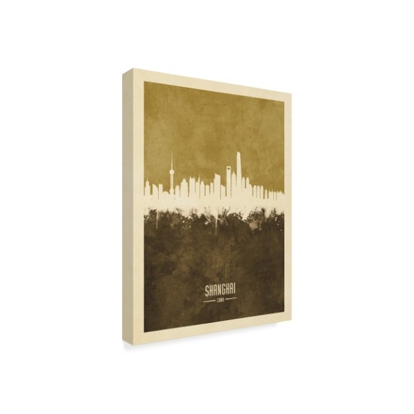 Michael Tompsett 'Shanghai China Skyline Brown' Canvas Art,24x32